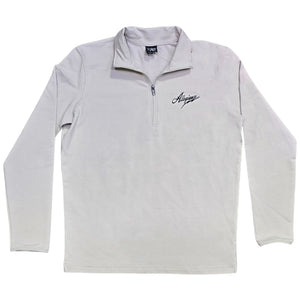 Sand Allegiance Classic Quarter Zip Performance Jacket with embroidered script logo on left chest