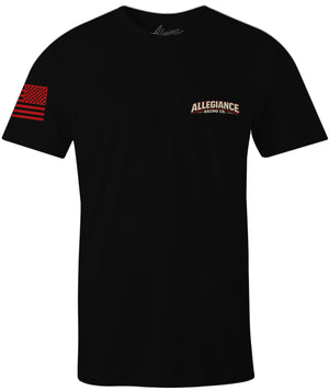 Allegiance Racing Co front chest logo on black Racing Division Tee